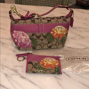 Coach Floral mini bag with matching change purse